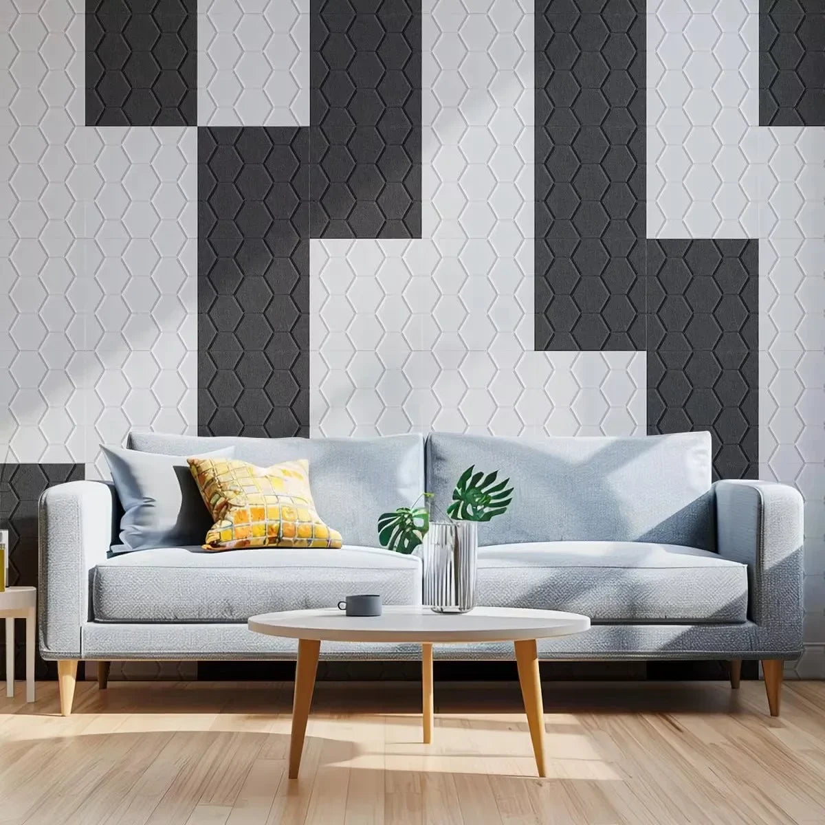 Honeycomb Felt Wall Panels Self-Adhesive Soundproof Tiles Peel &amp; Stick Noise Reduction for Home Office Nursery Acoustic Wall