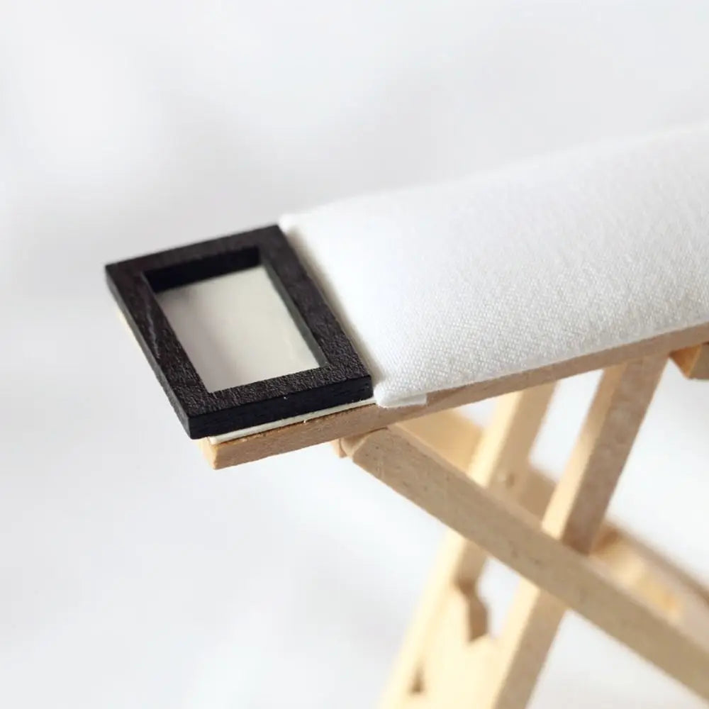 Simulated Dollhouse Miniature Wooden Ironing Board Table Metal Resin Dollhouse Miniature Furniture