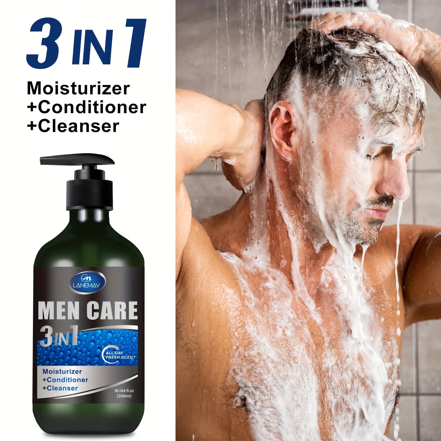 3in1 Men's Shower Gel - Cleanses Skin, Hair &amp; Face, Gently Regenerating