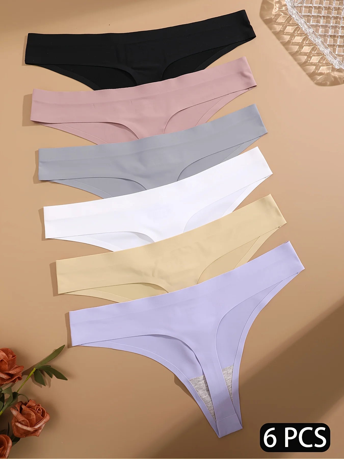 Set of 6 Sexy Low-Waist Seamless Invisible Women's Panties