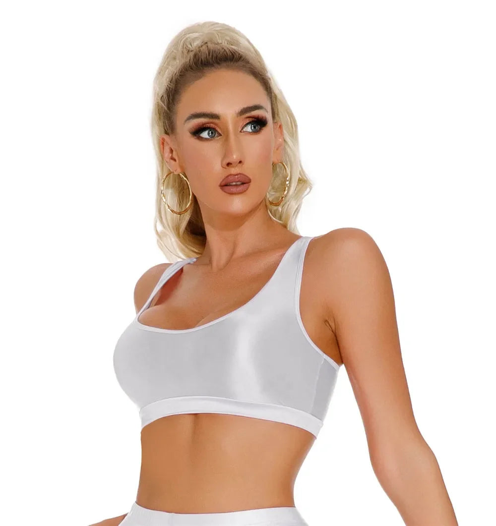 Women's Sexy Crop Top Bodycon Sports U-Neck