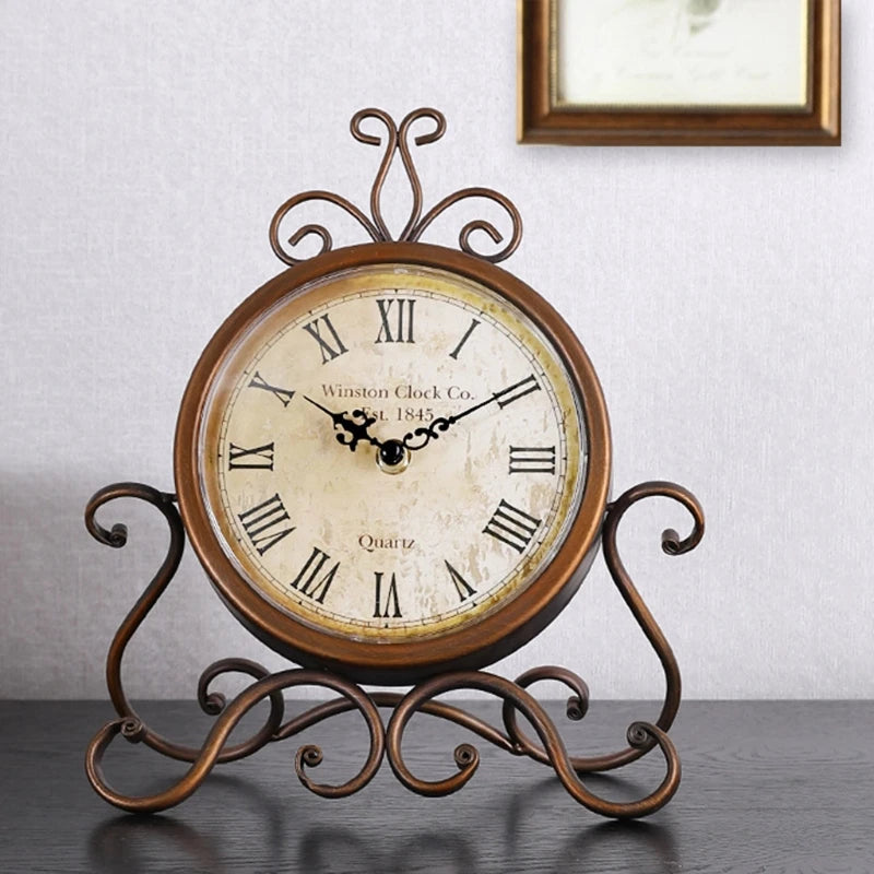 Đồng Hồ Bàn Vintage Sắt Cổ Điển Trang Trí Yên Tĩnh - Daisan Mart