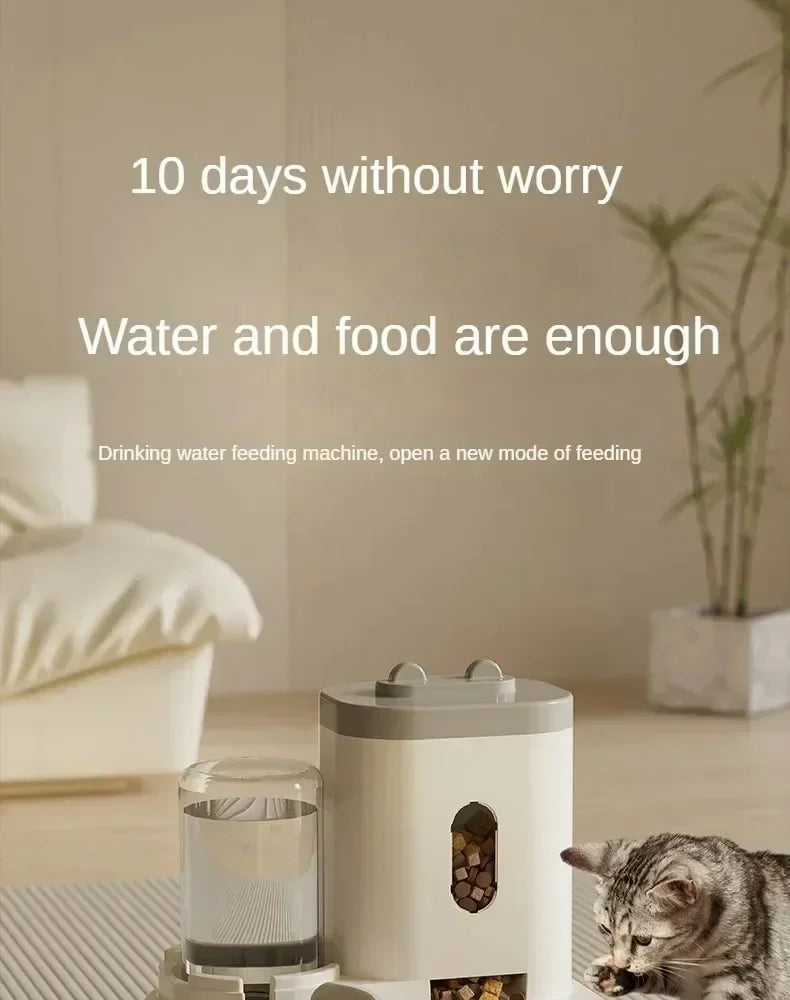 Automatic Feeder Dog Cat Food Bowl With Water Fountain Large Capacity Pet Food Storage Dispenser Container Puppy Pet Accessories - Daisan Mart