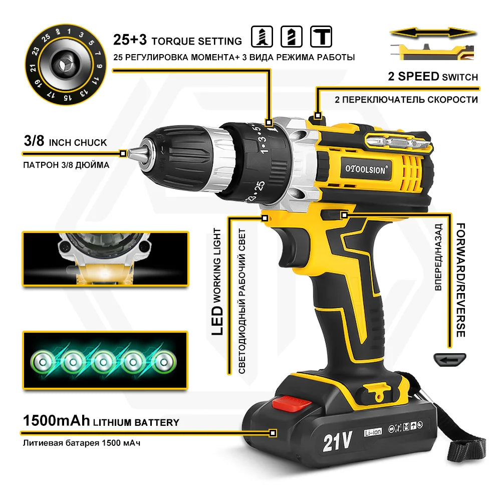 Máy Khoan Pin 21V OTOOLSION Đa Năng Không Dây - Daisan Mart