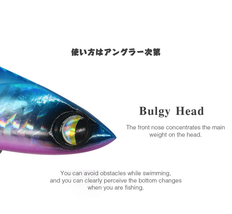 VIB Fishing Lures 35g 44g Sinking Vibration Blade Bait Spinner Spoon Jigging Lures Treble Hooks Bass Fishing Tackle