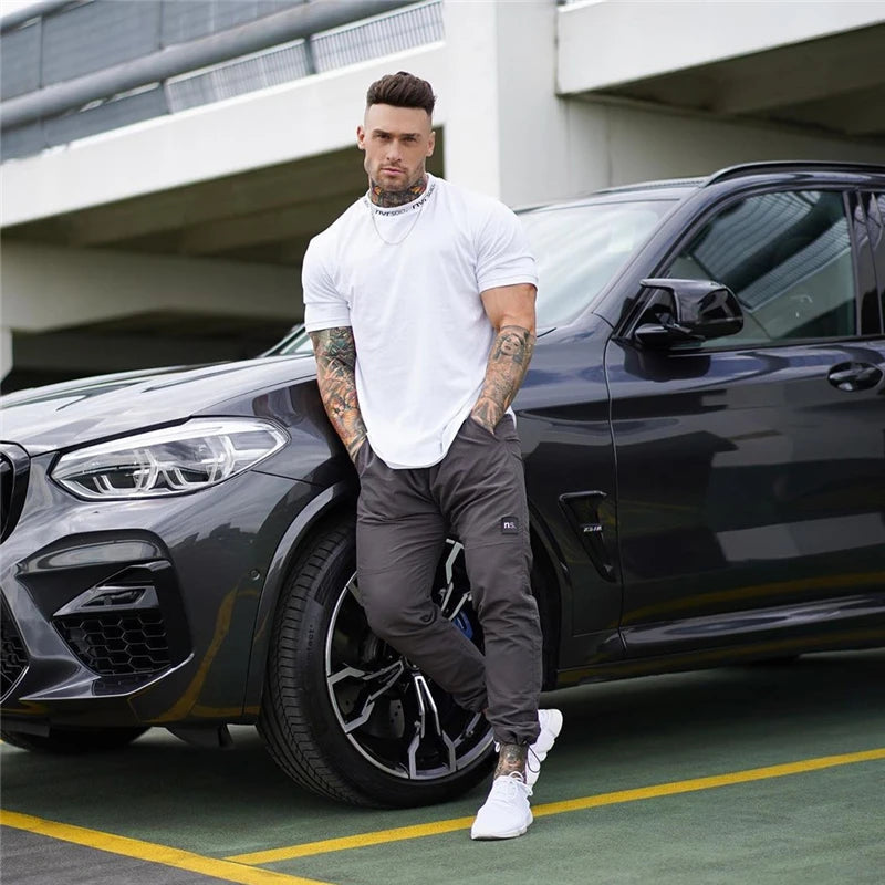 Men's Gym T-shirt Cotton Bodycon Cool 2024