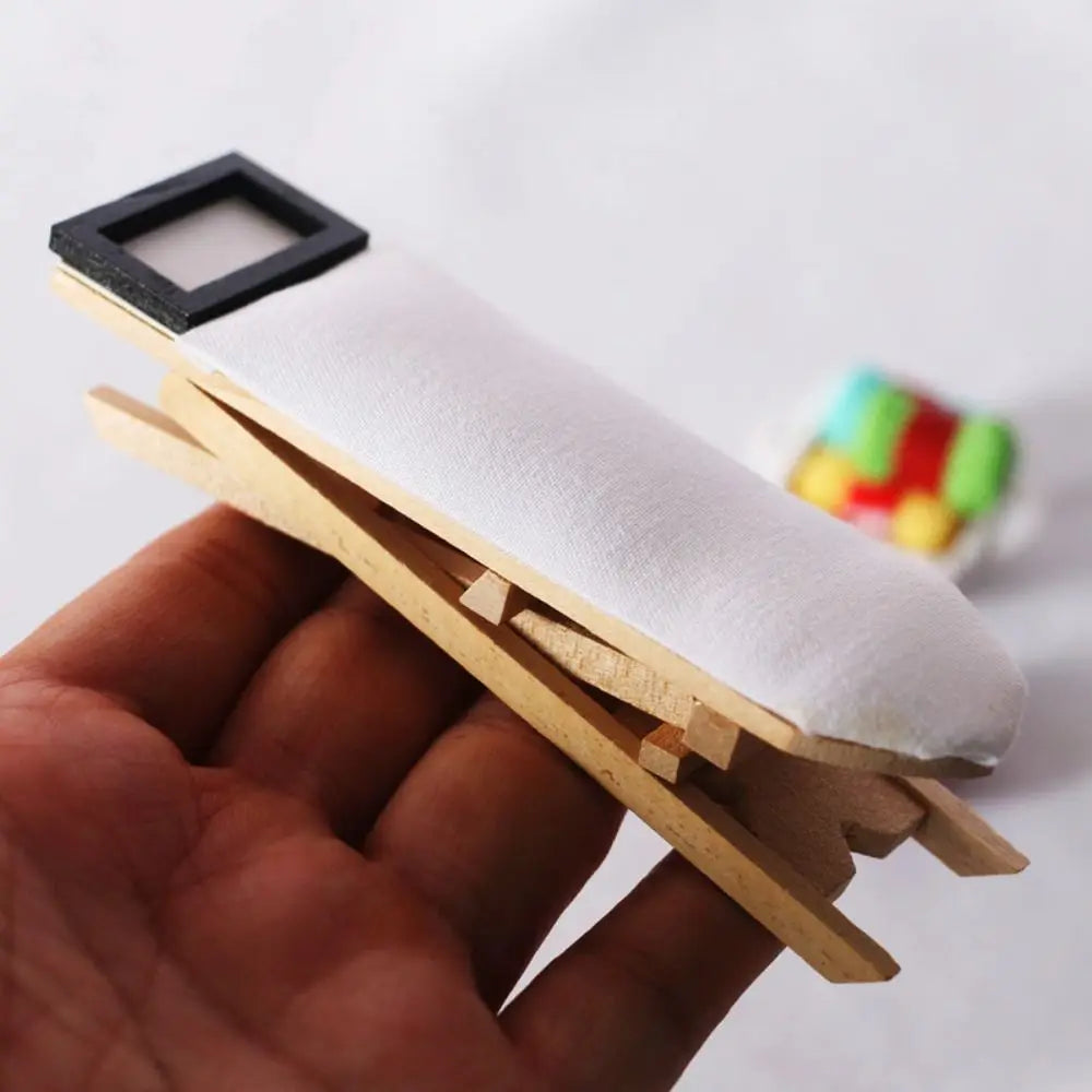 Simulated Dollhouse Miniature Wooden Ironing Board Table Metal Resin Dollhouse Miniature Furniture