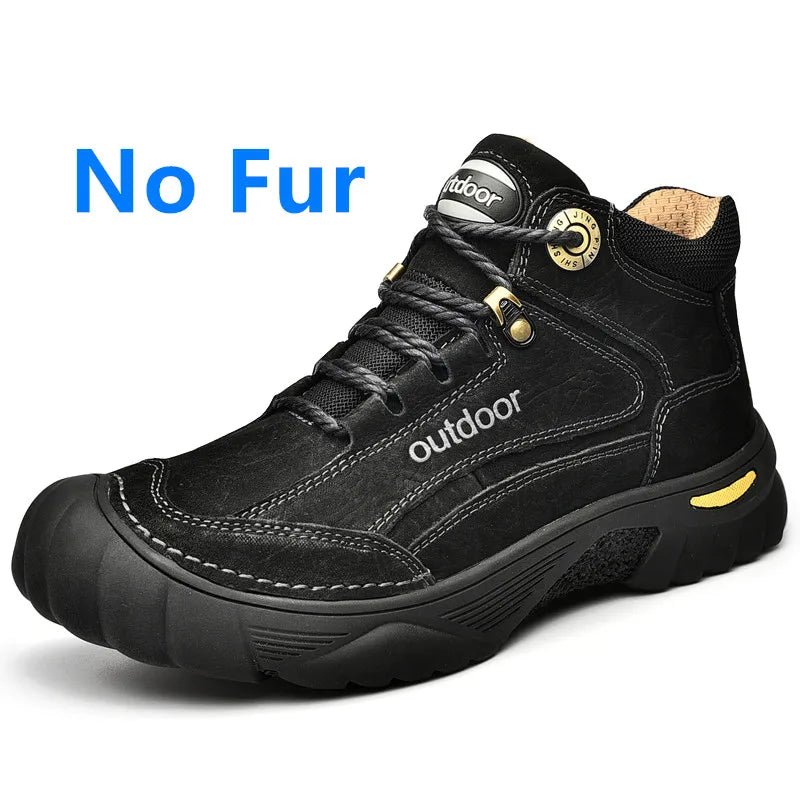 Luxury High-Top Black Leather Shoes for Men, Fashion 2024