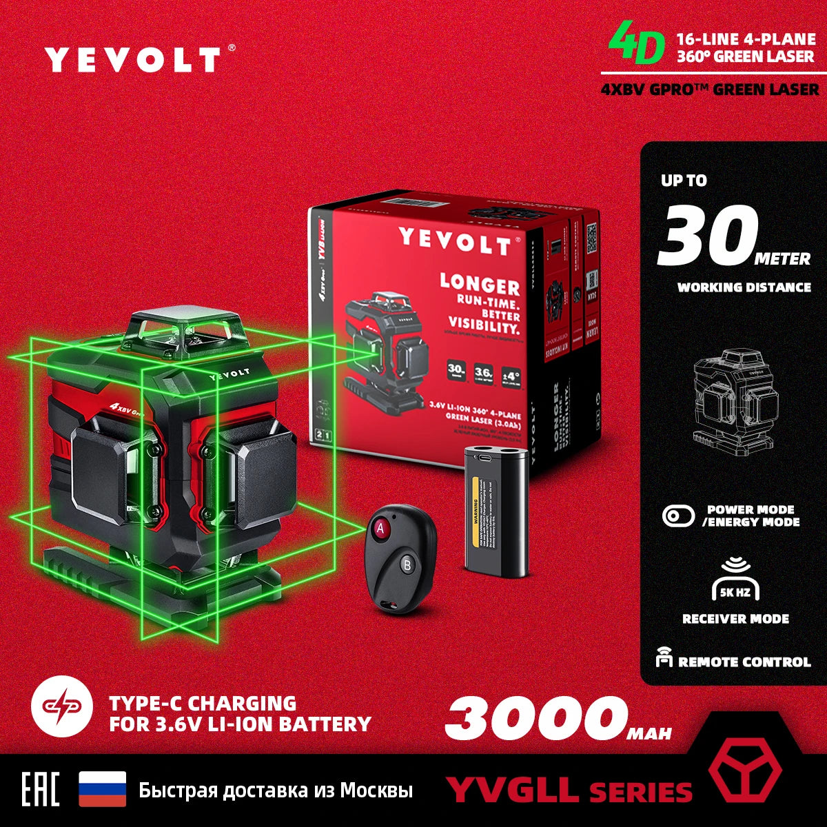 360° Máy Cân Mực Laser Xanh YEVOLT 12/16 Tia - Daisan Mart