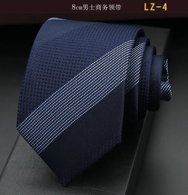 高品質藍色絲質領帶 8厘米