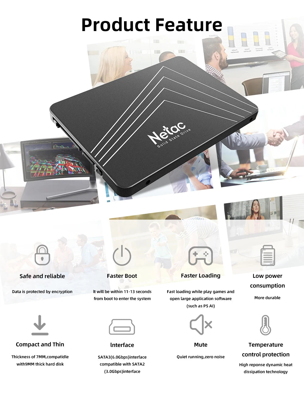 Netac SSD SATA3 - Multi-Capacity 128GB-2TB Laptop Hard Drive