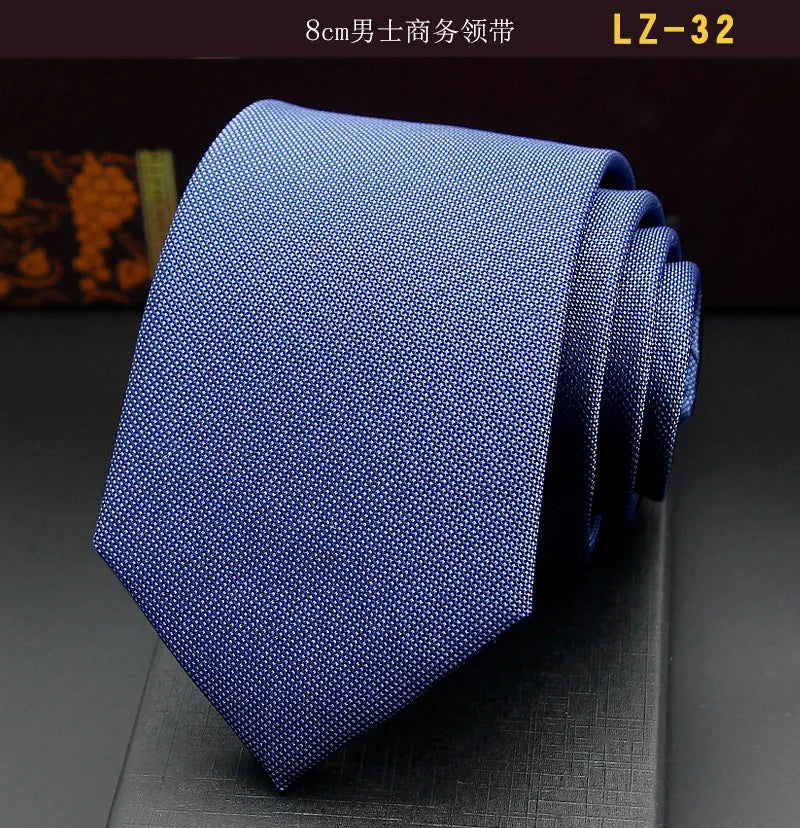 高品質藍色絲質領帶 8厘米