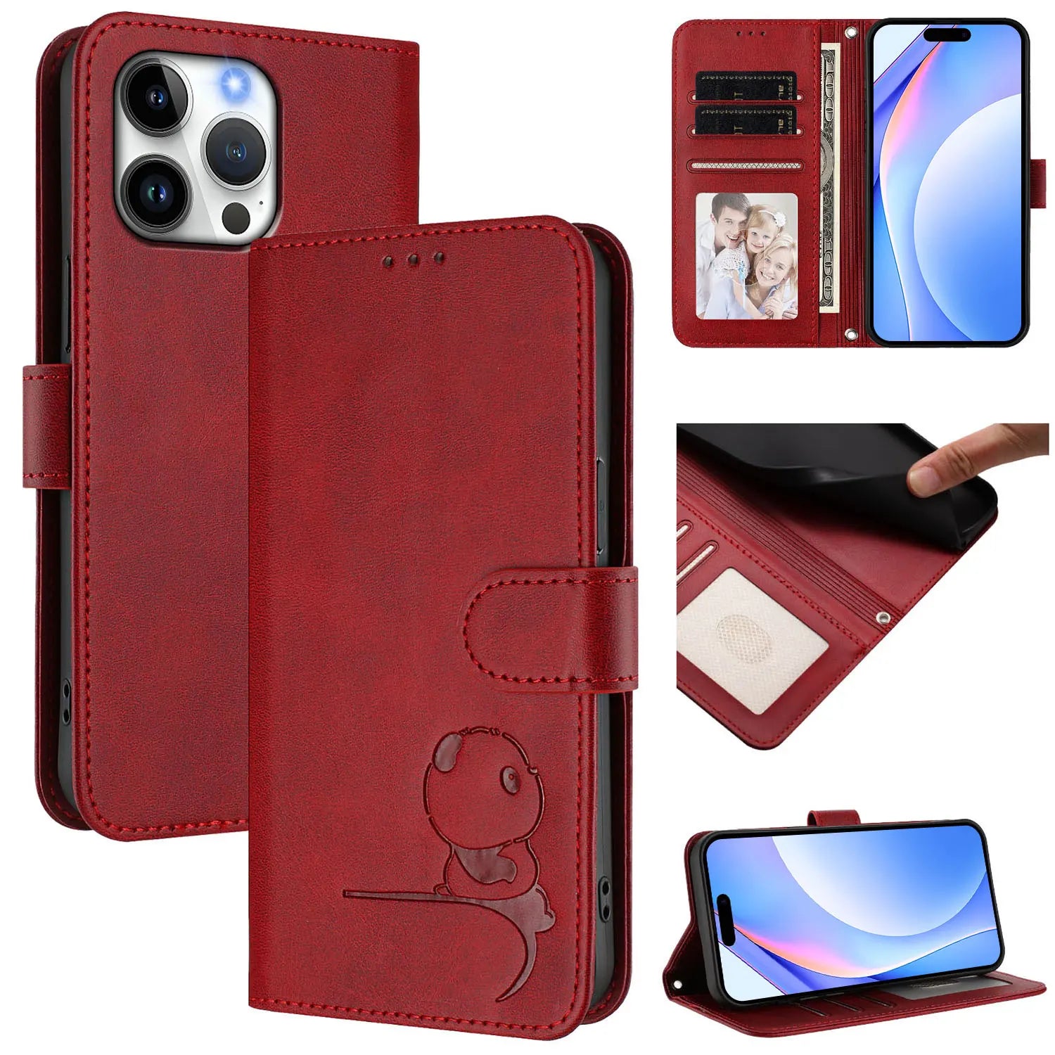3D Bear Leather Wallet For iPhone - Multi-Functional Case