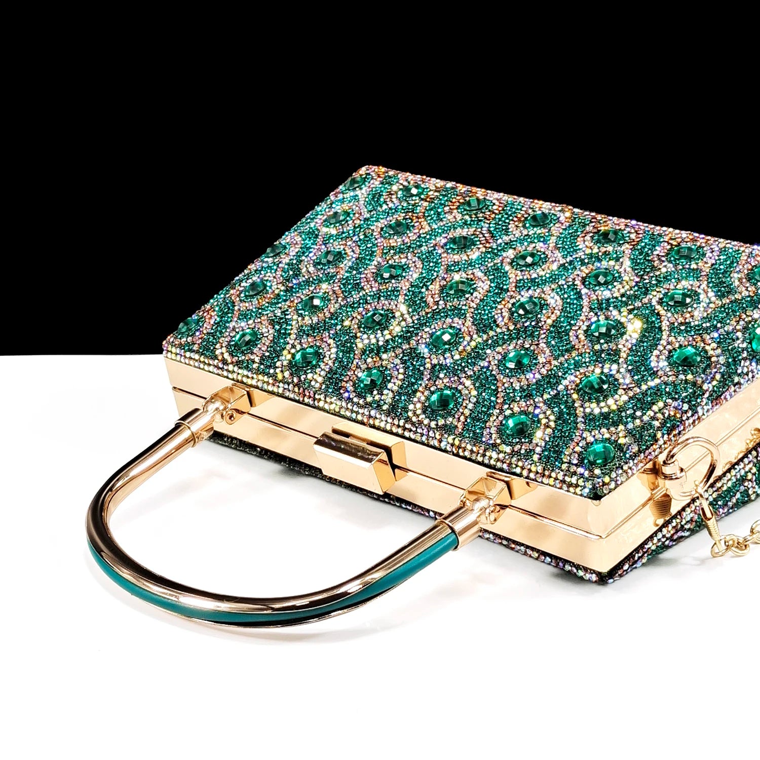 2024 Rhinestone Shoes and Bag Set - Trendy Green