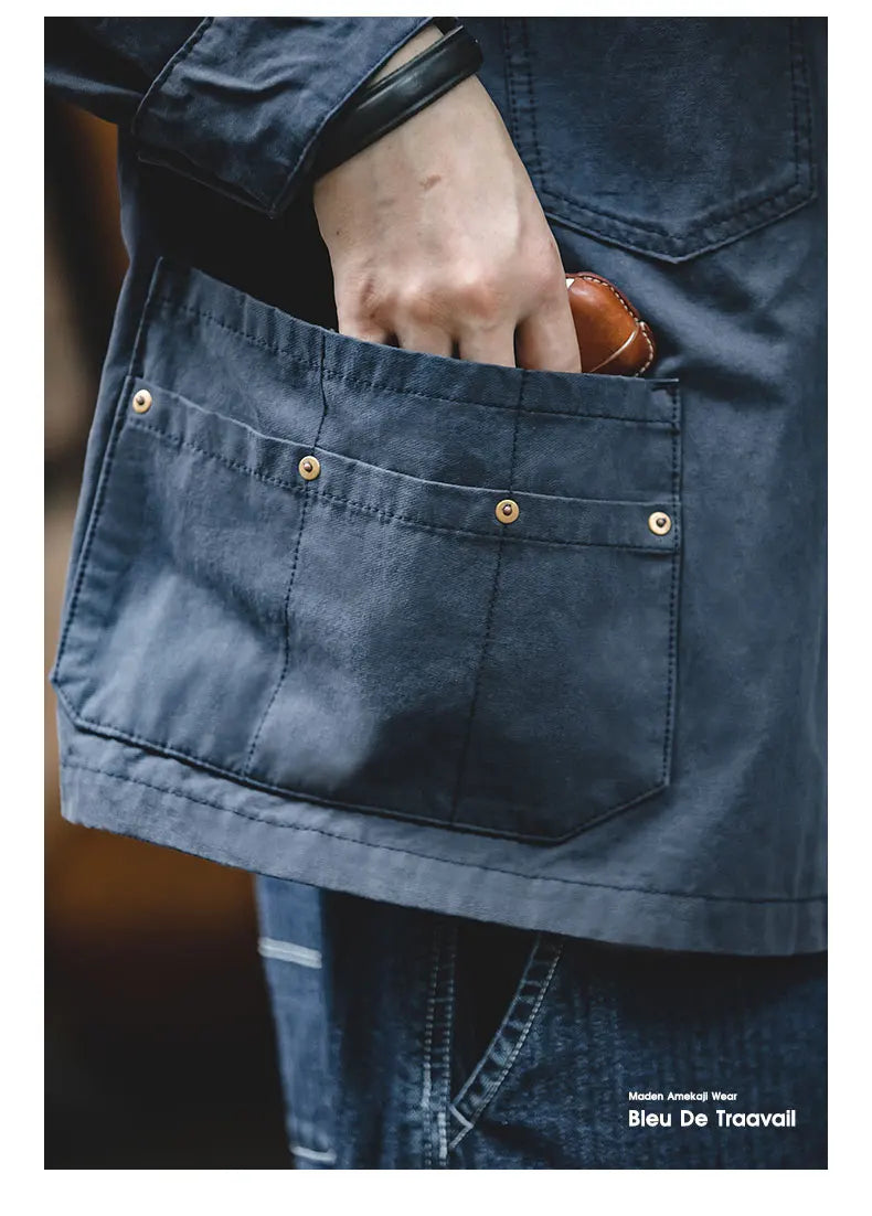 Maden Navy Men's Jacket Multi-Pocket Comfortable Spring Autumn