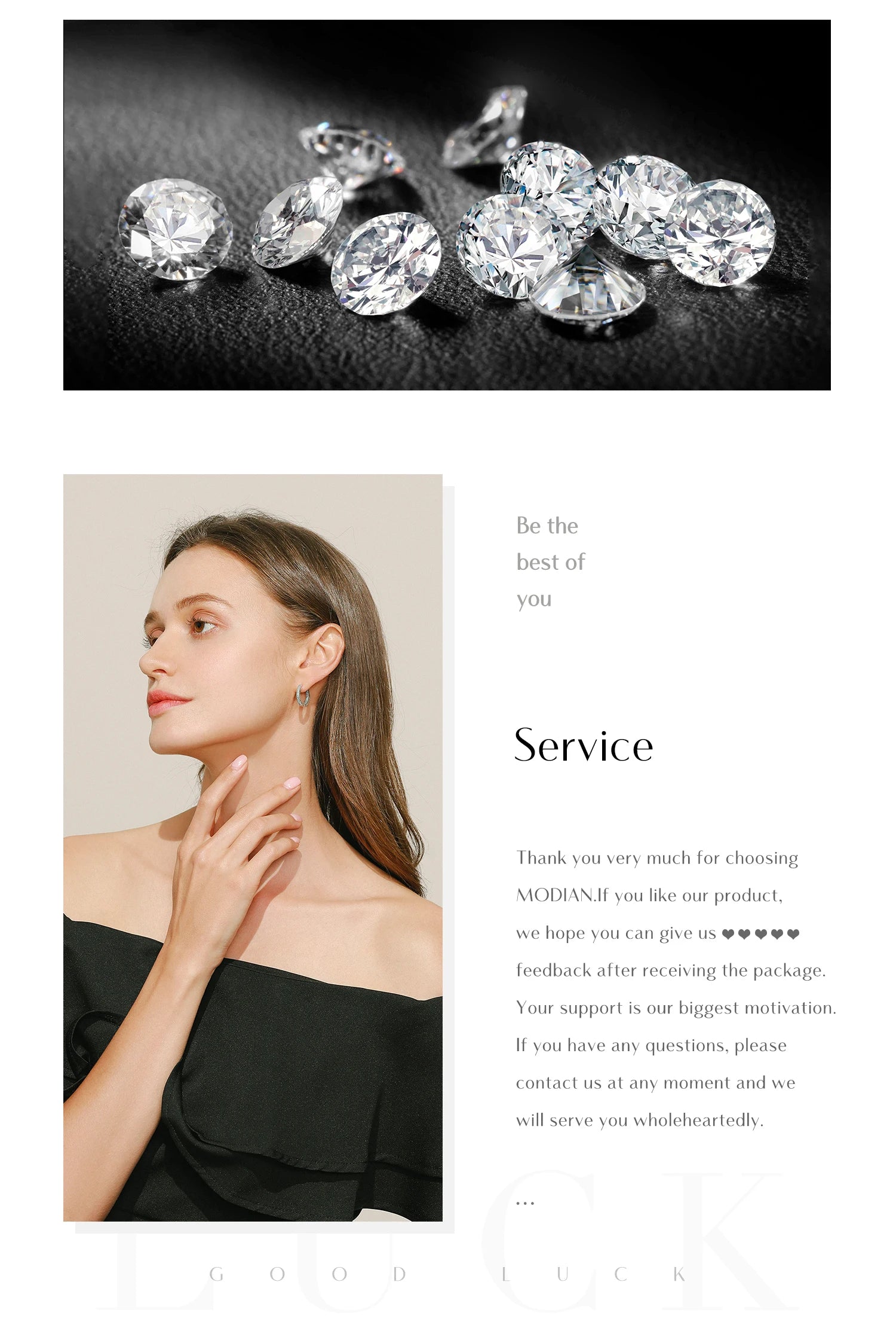 MODIAN D Moissanite Simple Earrings 925 Silver For Women