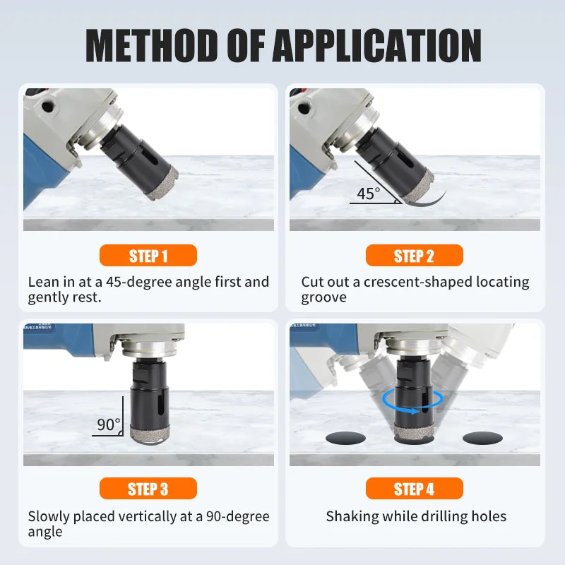 7pcs Angle Grinder Bit Diamond Hole saw Dry Vacuum Brazed Drilling Core Bits Set Porcelain Tiles Granite Marble Hole Saw