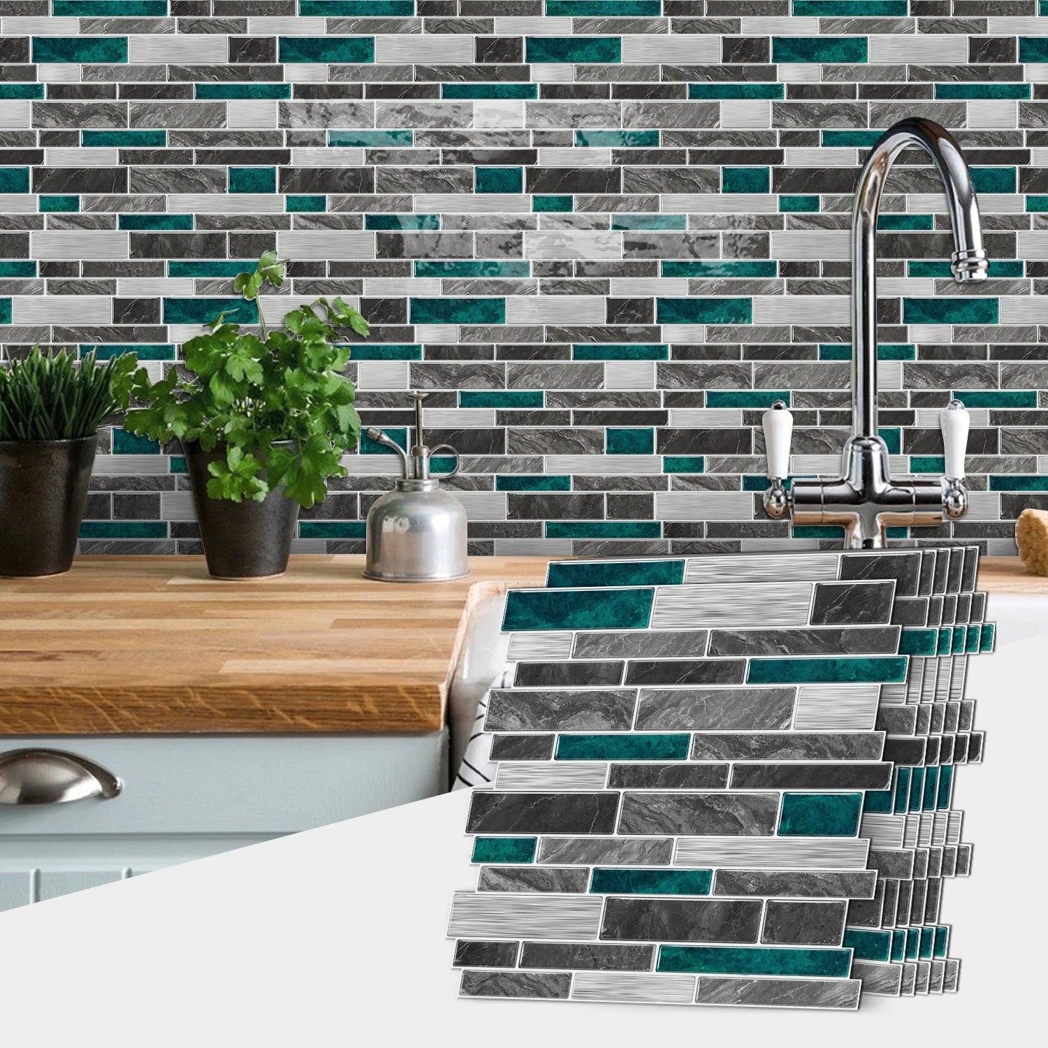 1/6/12PCS Fresh and Simple Marble Tile Stickers Waterproof Self Adhesive Kitchen Living Room Wall Stickers Home Renovation Decor
