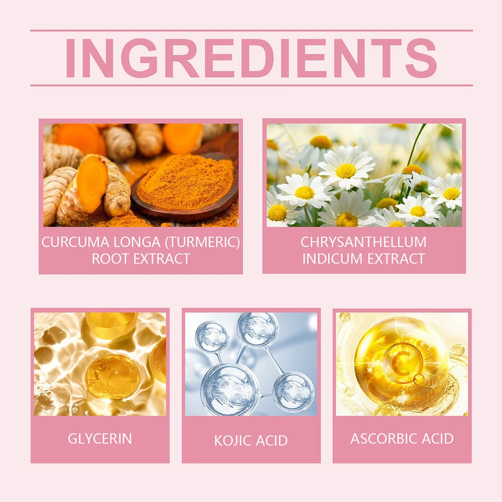 Turmeric Face Cleanser + Turmeric Kojic Acid Facial Exfoliating Cleansing Pads Reduce Dark Spots Skin Brightening Face Care Set