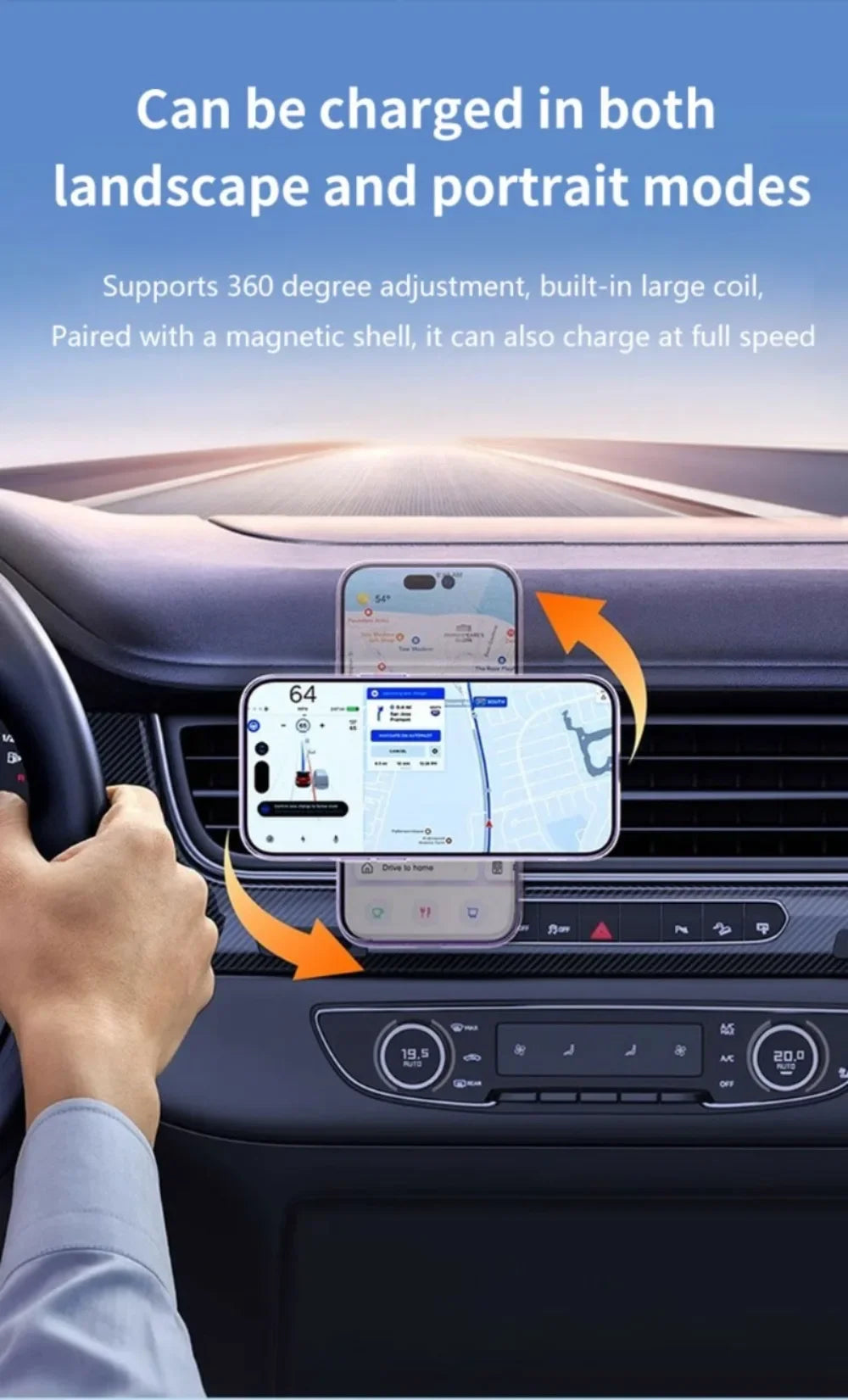 Magnetic Phone Wireless Charger Air Vent Holder For Magsafe iPhone 16 15 14 13 12 Pro Max Cellphone Fast Charging Bracket Stand