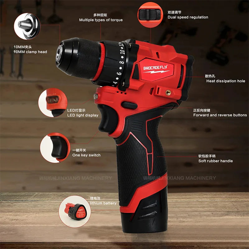 for Milwaukee 12V Battery less Compact Electric Screwdriver Hand Drill Impact Drill Cordless Multifuctional Screwdriver