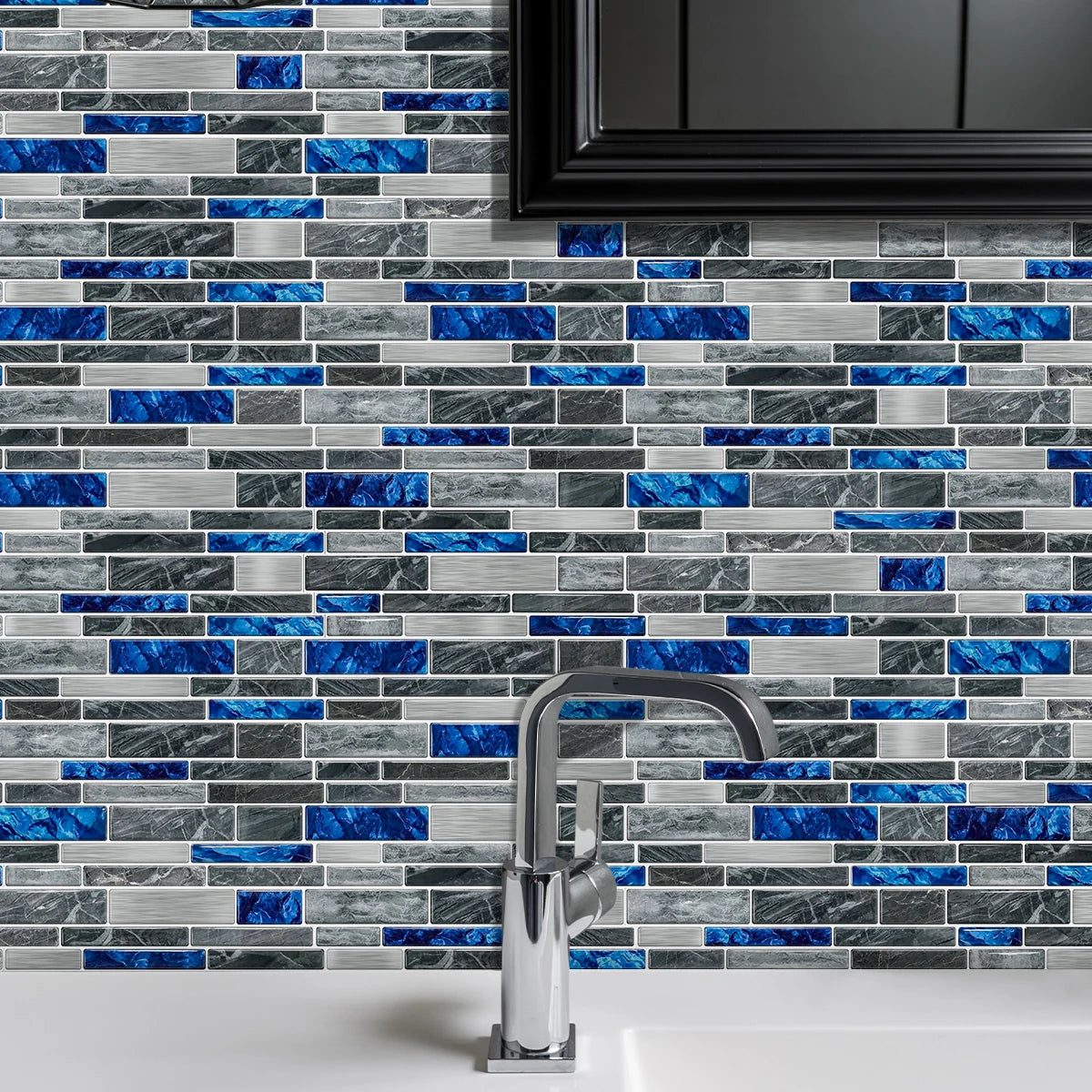 Miếng Dán Tường Vân Đá Chống Nước Dán Bếp 12/24/48pcs