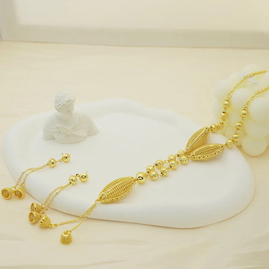 24K Gold Jewelry Set with Dubai Twisted Stones