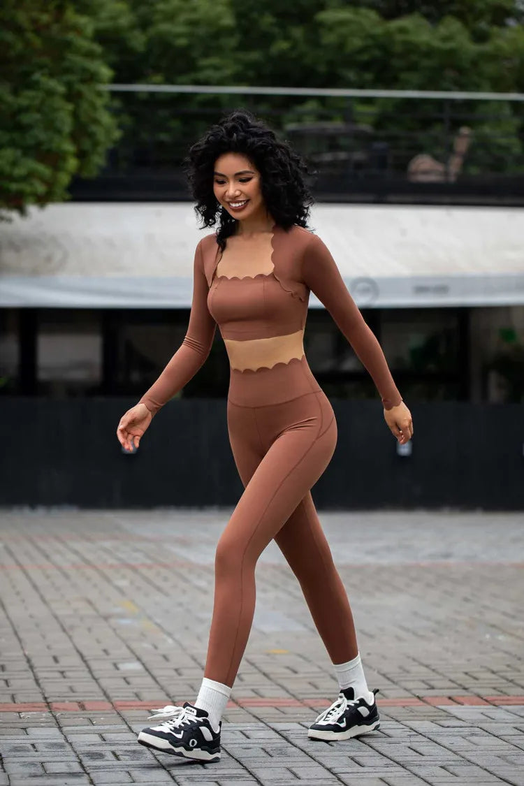 Áo Thể Thao Nữ Ôm Dáng Cổ Vuông Dài Tay Sexy Gym - Daisan Mart