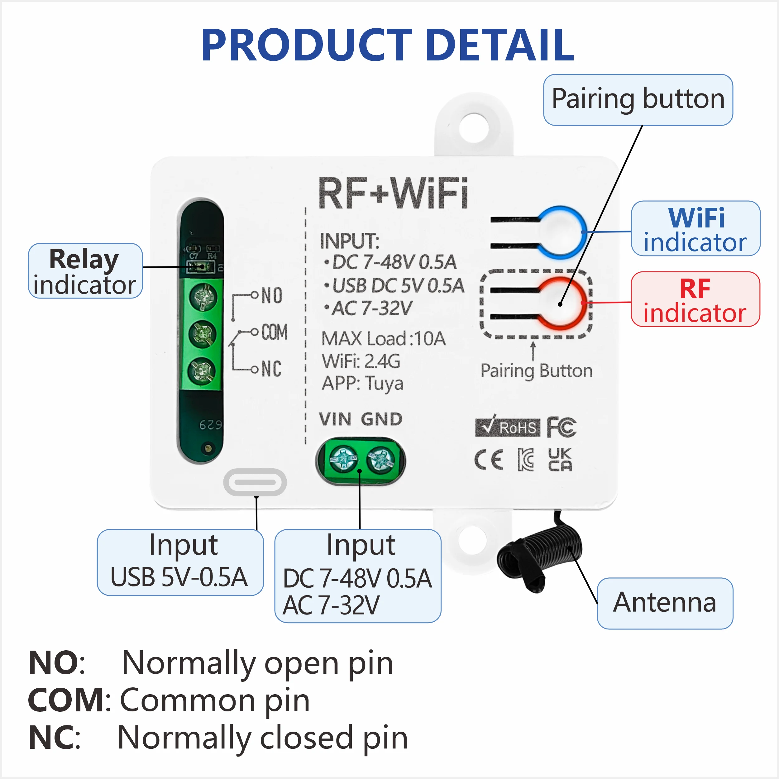 Tuya Smart Switch 5V-48V Remote Control 