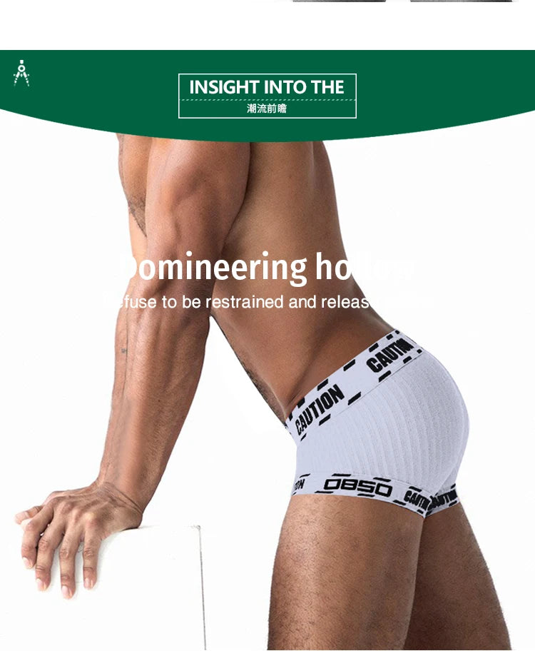 Men's Boxer Underwear Soft Cotton Sexy 3D Long