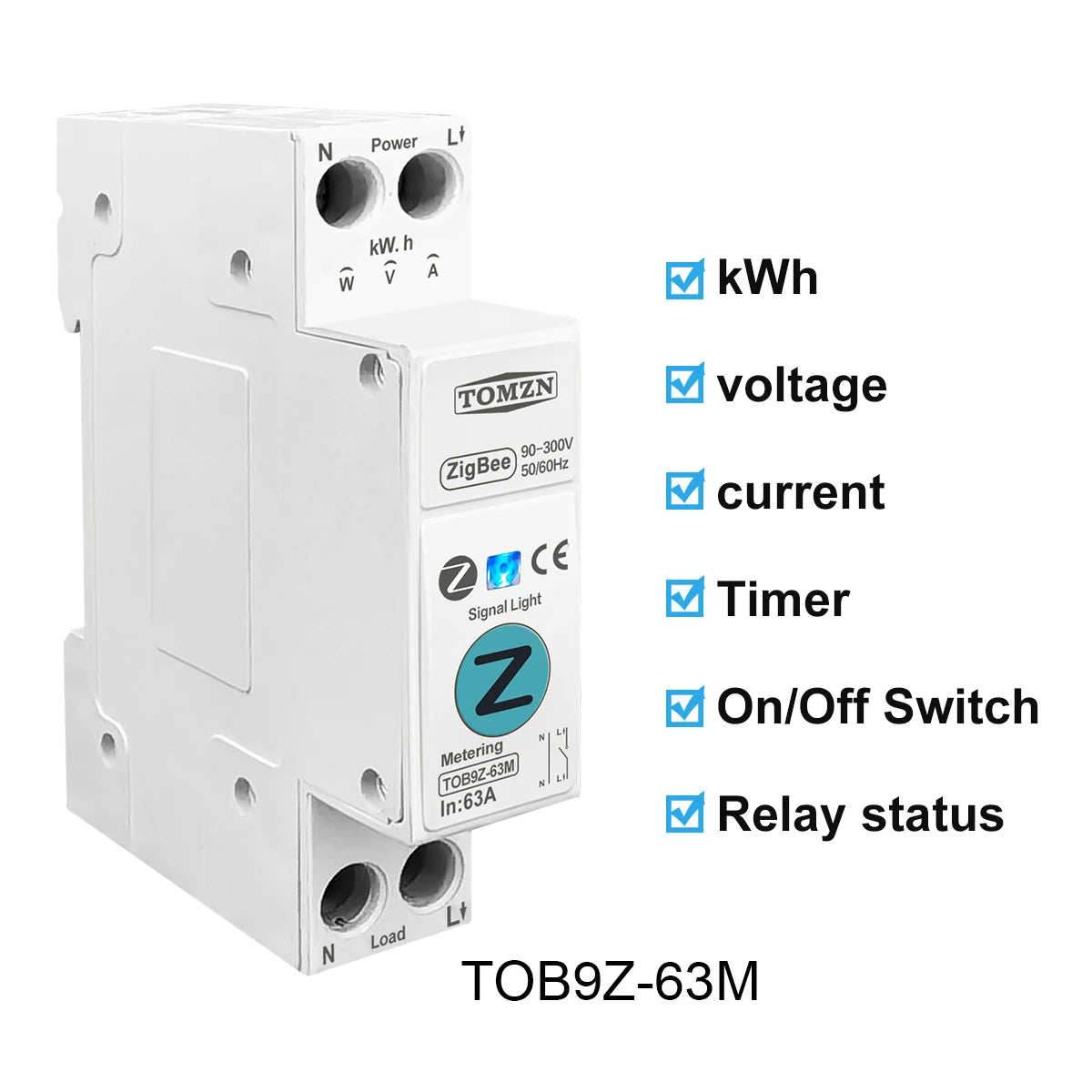 TOMZN Zigbee 63A Smart Switch Energy Meter kWh Metering Monitoring Circuit Breaker Timer Relay MCB TUYA smartlife protection