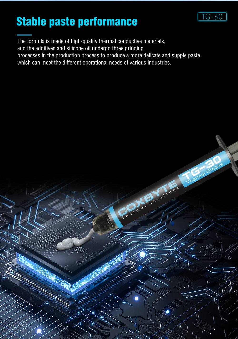 Coxbyte TG-30 Thermal Paste 17.5W-mk for AMD Intel Processor CPU Cooler Computer Cooling Fan VGA GPU Compound Heatsink Plaster
