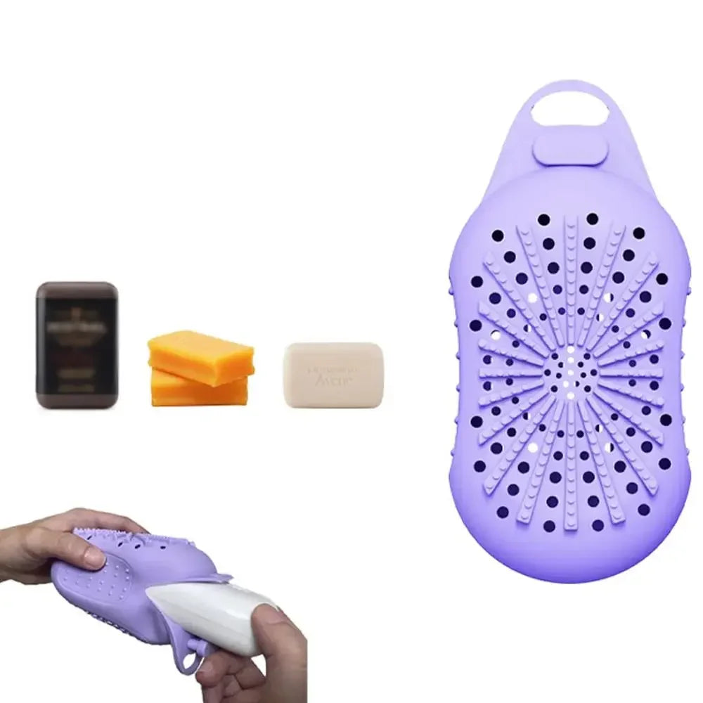 Dual-Sided Silicone Bar Soap Scrubber Exfoliating Soap Holder Pouch With Gentle Deep-Clean Quick-Dry Soap Saver For Shower