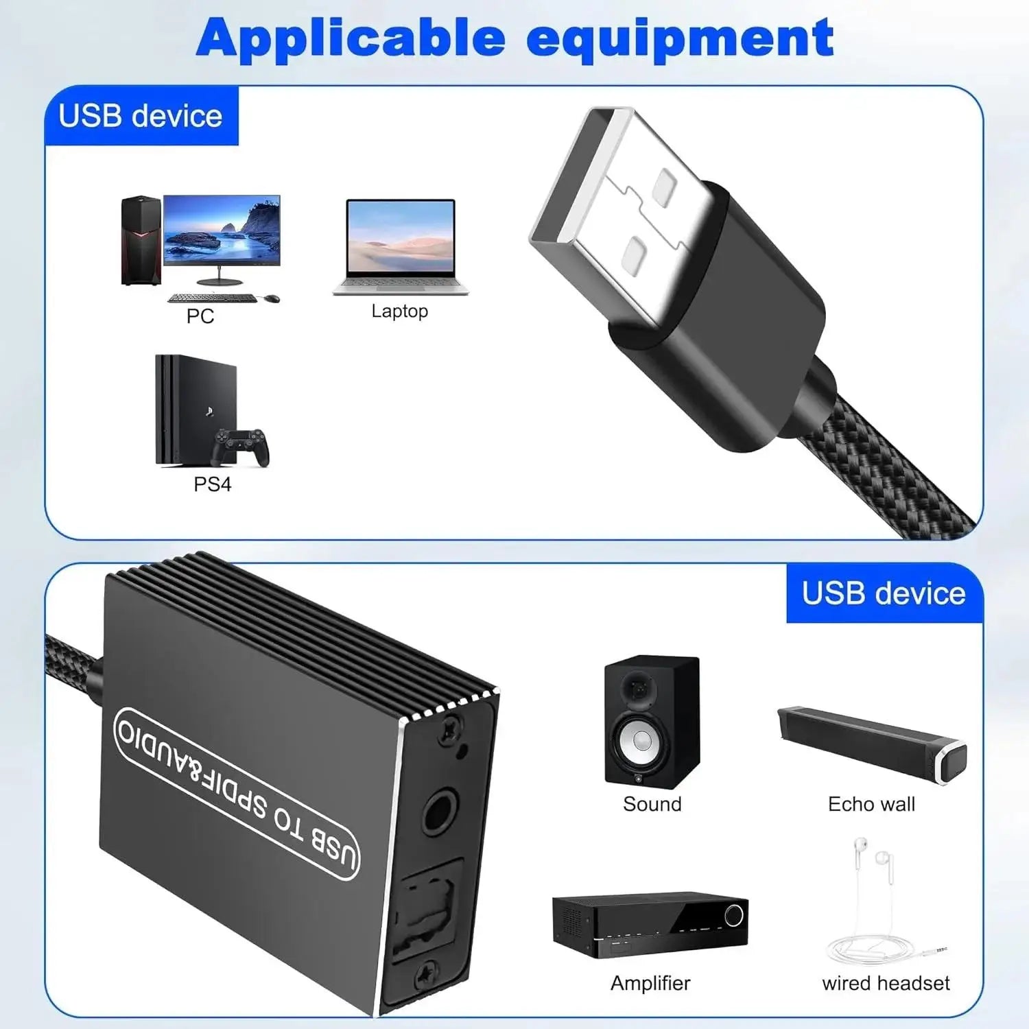 USB A sang TOSLINK & 3.5mm - Bộ chuyển âm thanh