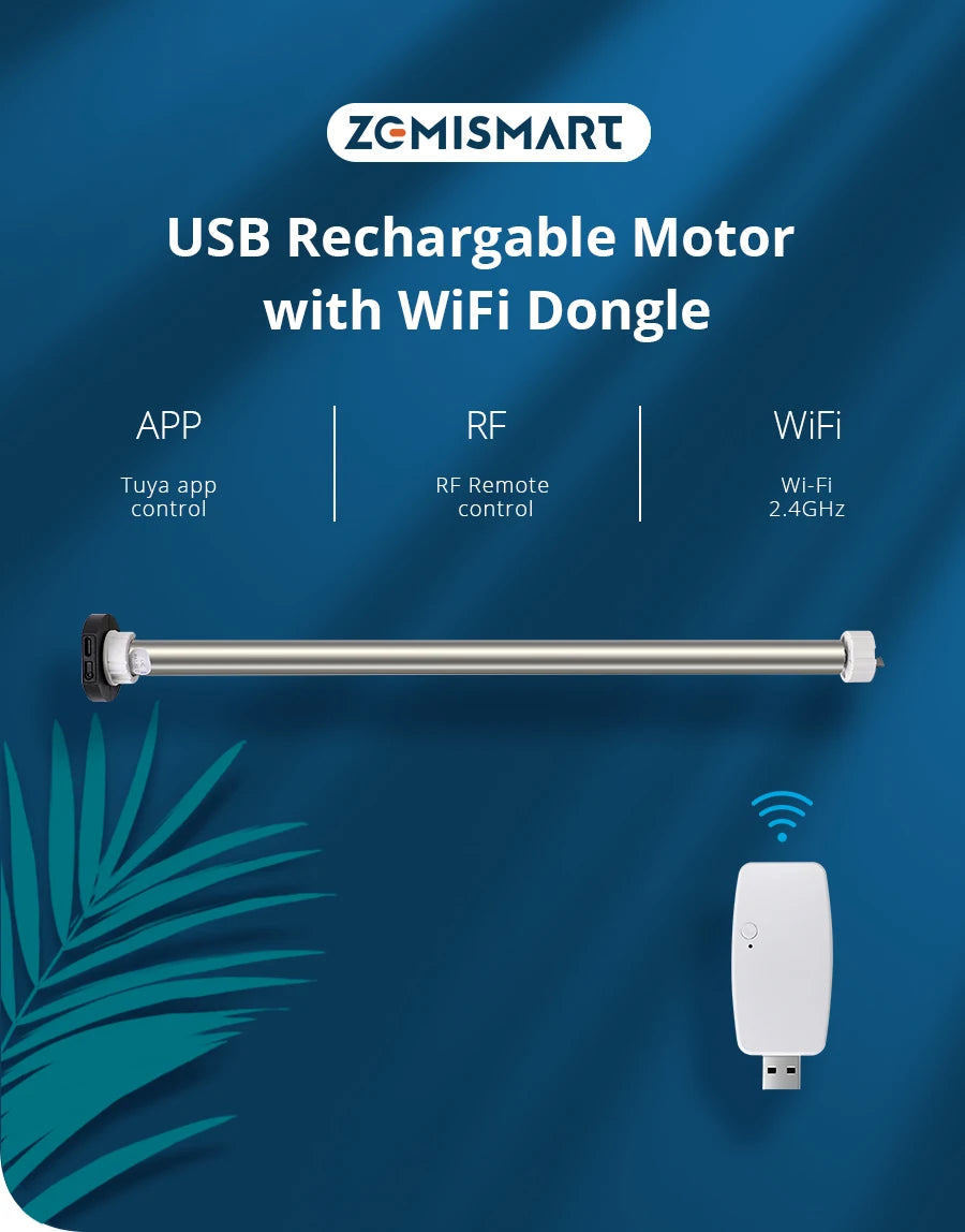 Zemismart WiFi Zigbee Smart Roller Blinds USB Charging