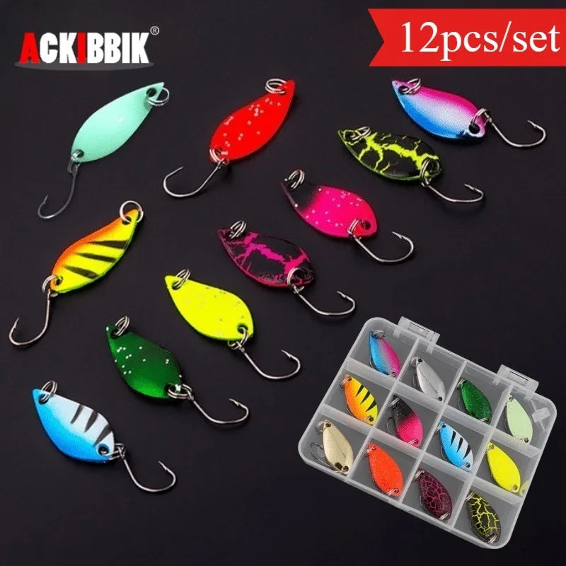 Bộ 12 Mồi Câu Cá Lưỡi Lắc Kim Loại Spinner Jig