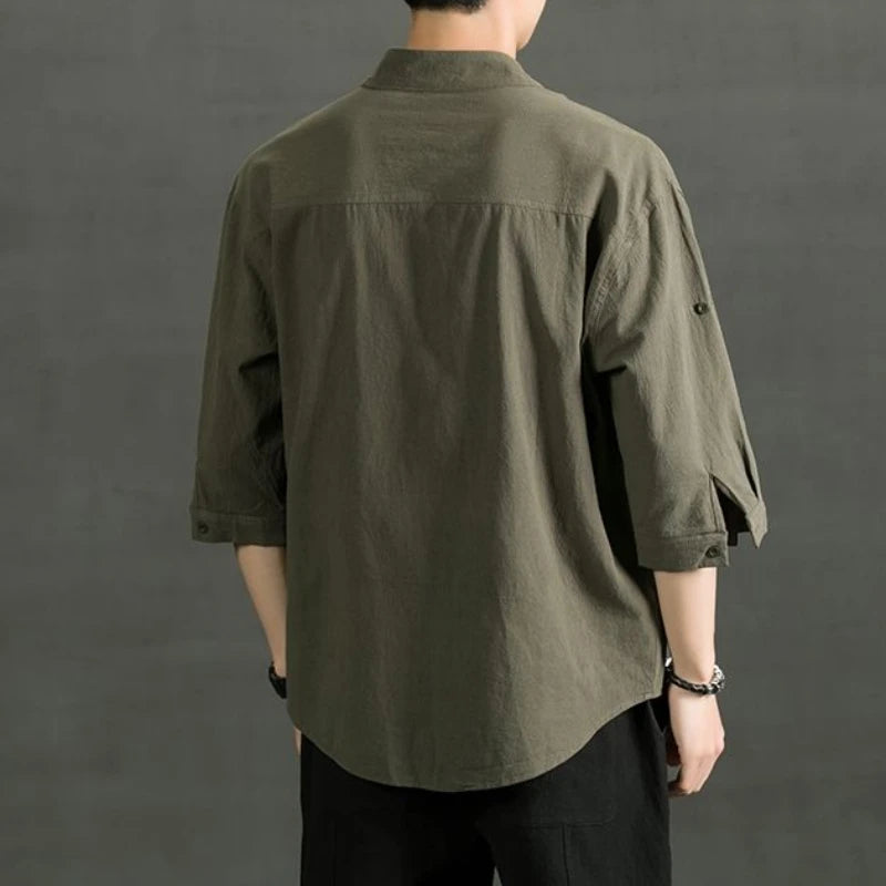 Áo Sơ Mi Trắng Nam Linen Cotton Ngắn Tay Thời Trang - Daisan Mart