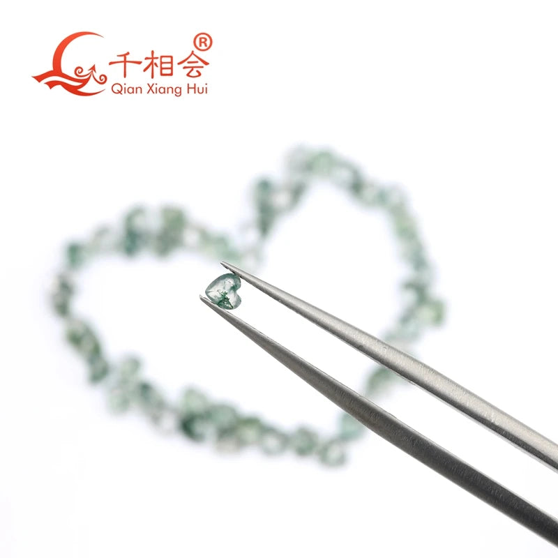 Natural Agate Moss Heart 3-4mm Jewelry
