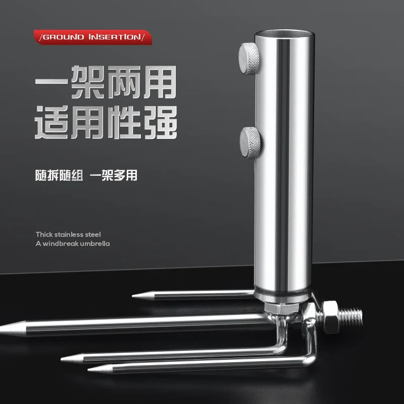 Ô Câu Cá Inox Chịu Lực, Chân Đế 4 Chân Chống Gió