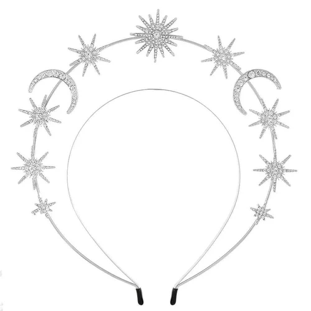 Vương Miện Ngôi Sao Bạc Đính Đá Thanh Lịch Cô Dâu