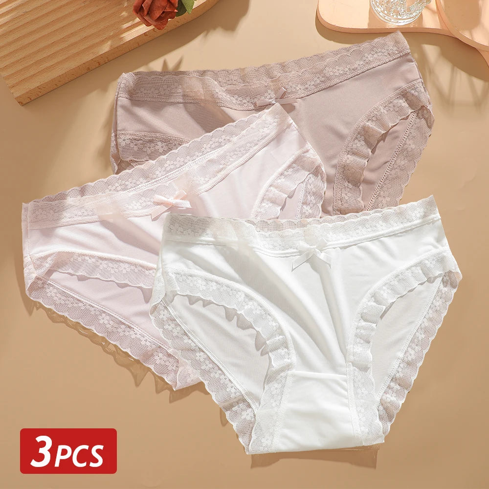 3 Pieces Women's Underwear, Thin, Cool, Sexy, Summer, Cold Silk