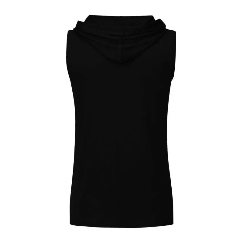 Men's Sleeveless Gym Tank Top with Hood and Pockets