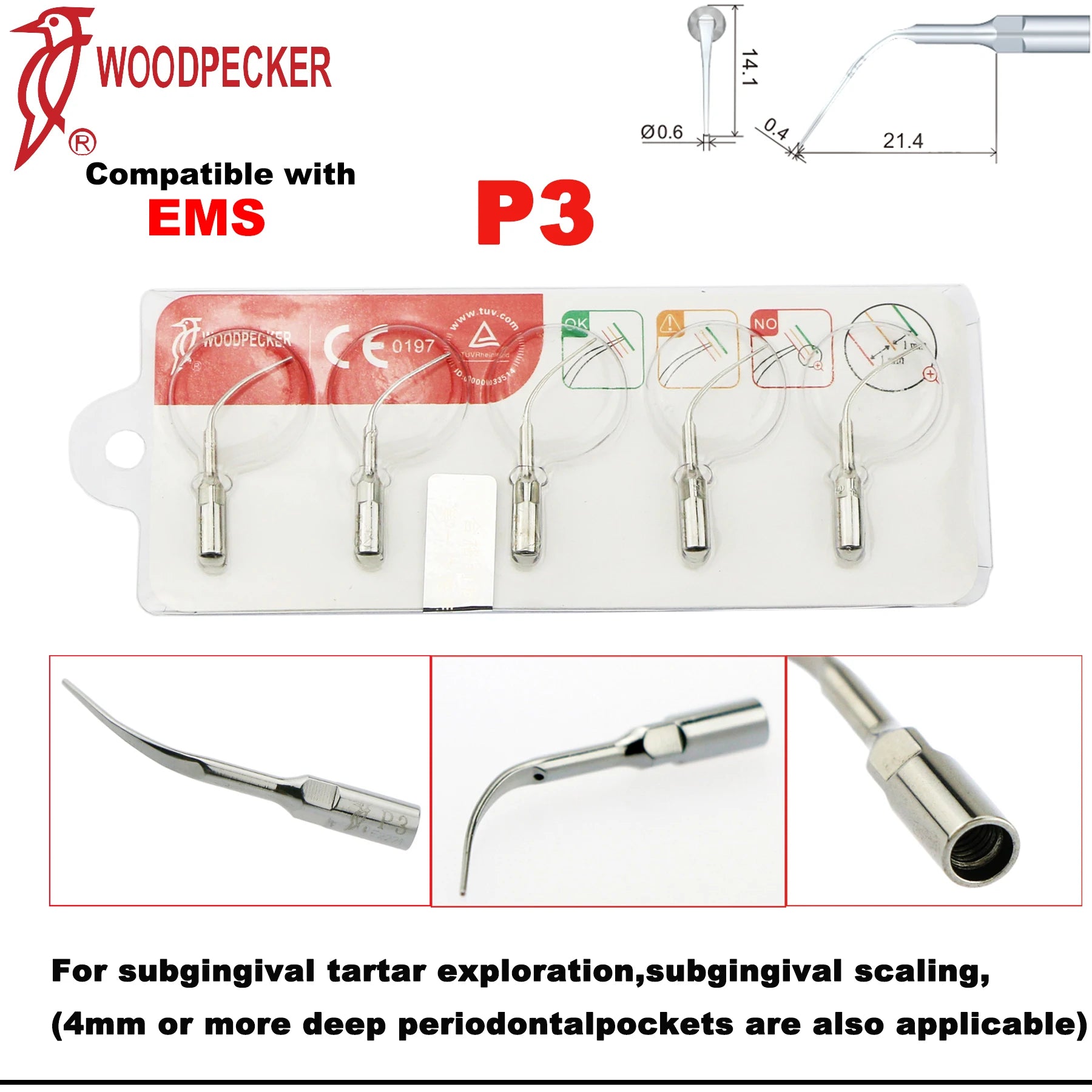 Đầu Tip Siêu Âm DTE Woodpecker Cho Máy Cạo Vôi Răng