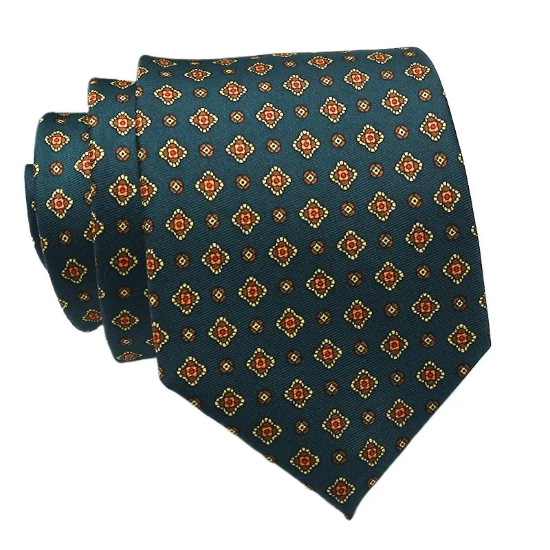 超柔軟絲質領帶，印有男士時尚圖案