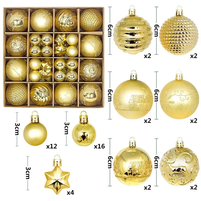Christmas Balls for Tree Decoration 44 Pieces 3/6CM