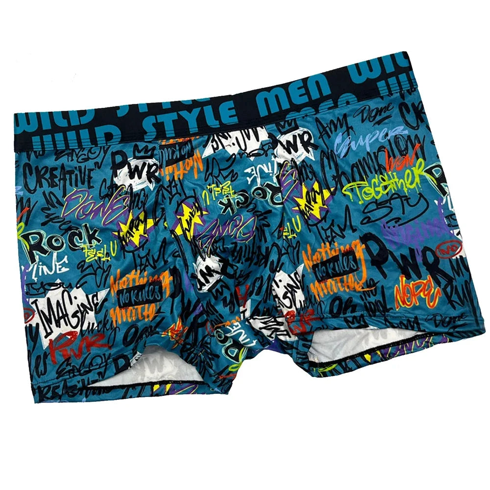 Breathable graffiti men's underwear - Convenient 3-piece set