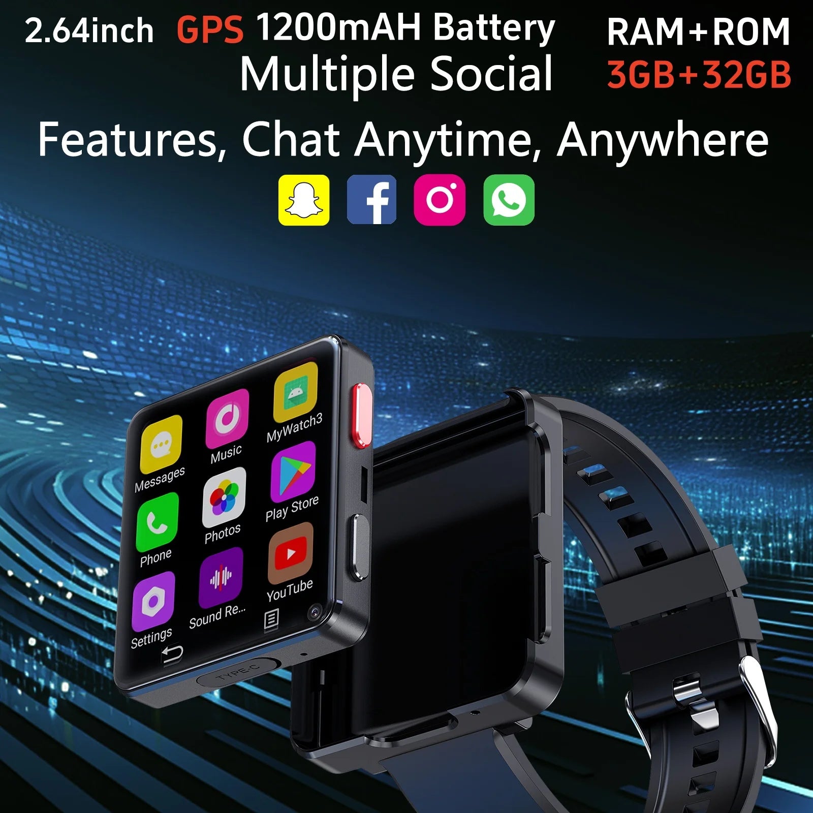 Đồng Hồ Thông Minh 4G Màn Hình Lớn 2.64 Android 11