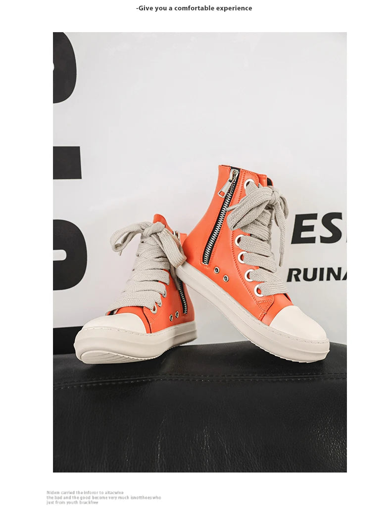 Unisex Autumn Winter High-Top Orange Sneakers Fashion