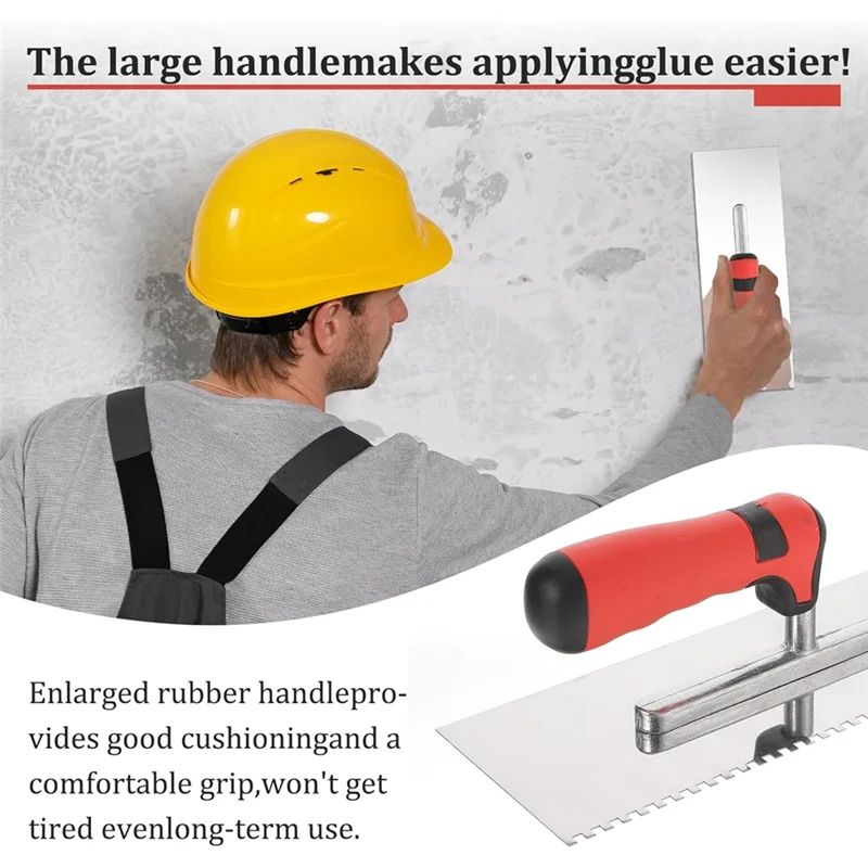 ABJI-For Wall Floor Tile Installation Kits 4-Piece Stainless Steel Trowel Set Square Notched Masonry Hand Tool