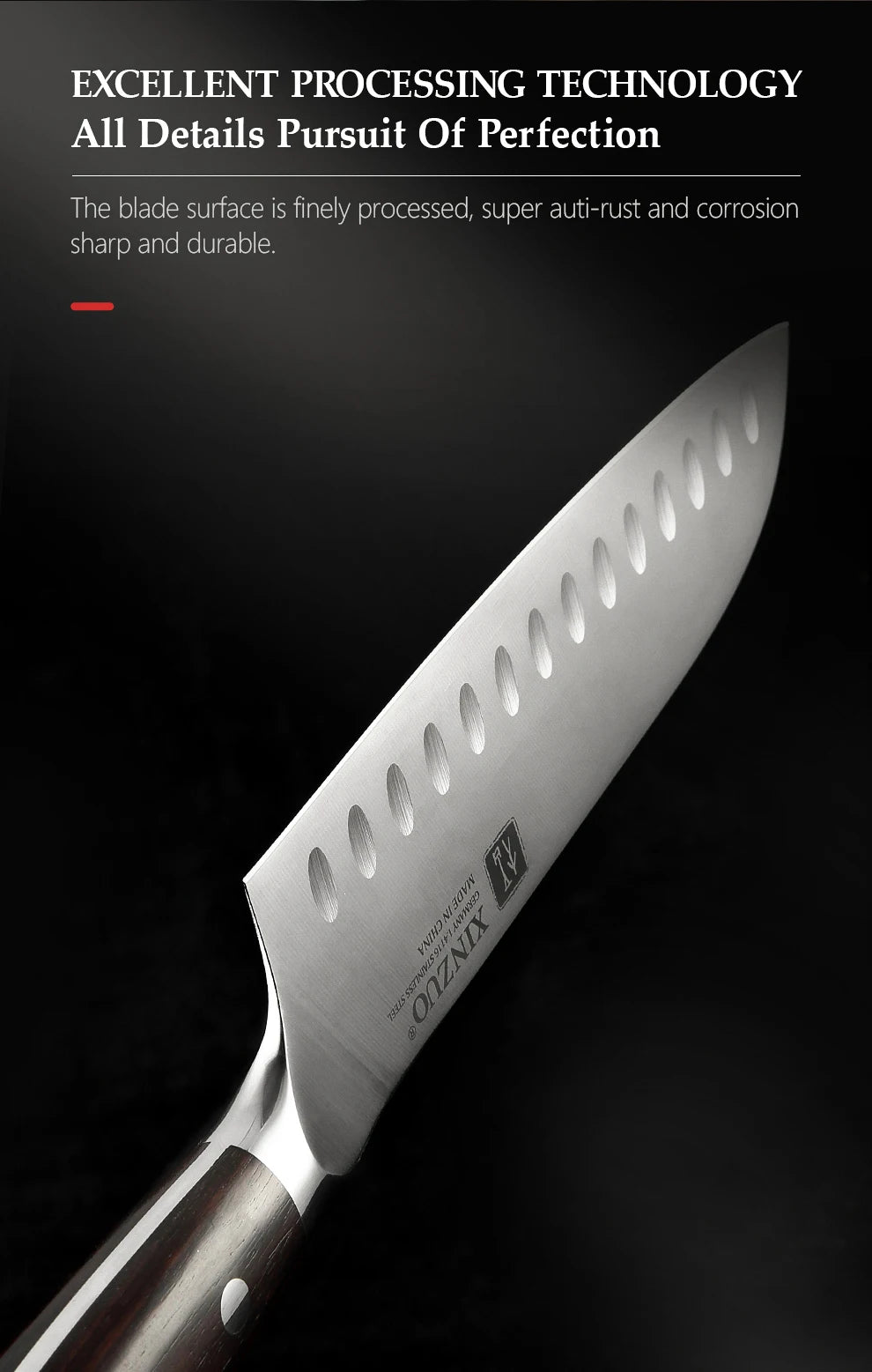 XINZUO kitchen knife set German steel 1.4116 ebony handle